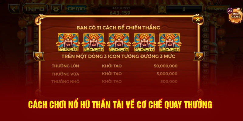 Cách chơi nổ hũ thần tài về cơ chế quay thưởng