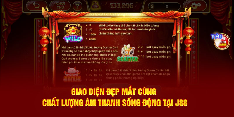 Giao diện đẹp mắt cùng chất lượng âm thanh sống động tại J88